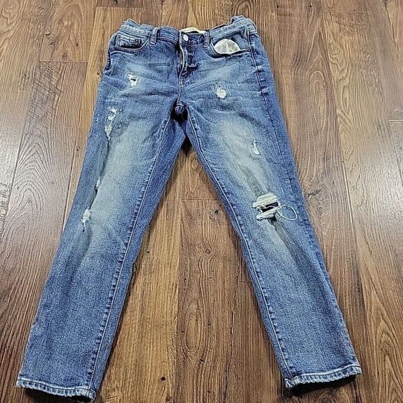 Gap Jeans Womens 27R Best Girlfriend Distressed Denim Medium Dark Wash - Picture 1 of 8